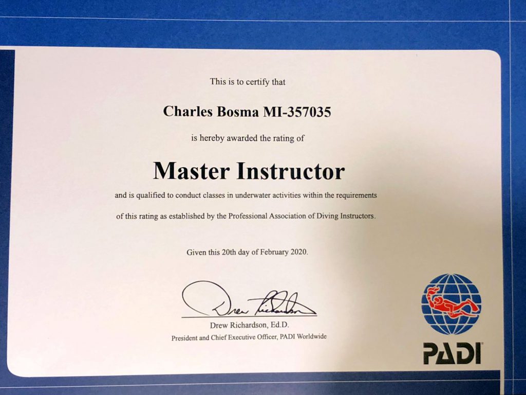 PADI MI Certificate